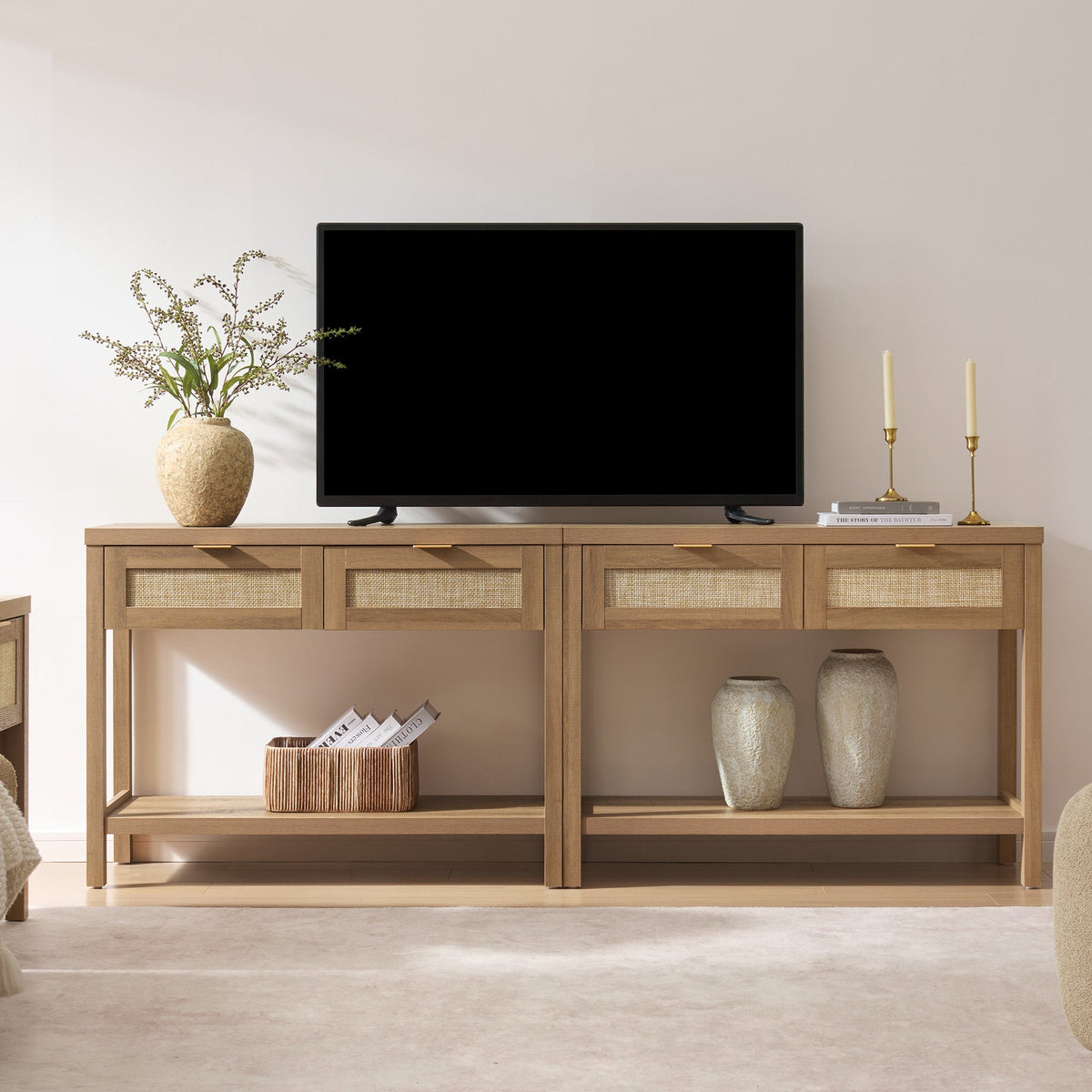 Savanna Rattan Console Table for Entryway