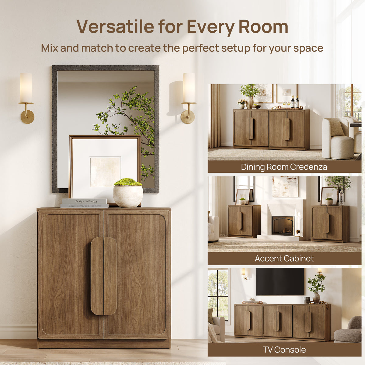 Arcus Sideboard with 2 Doors, Arched Handle Design