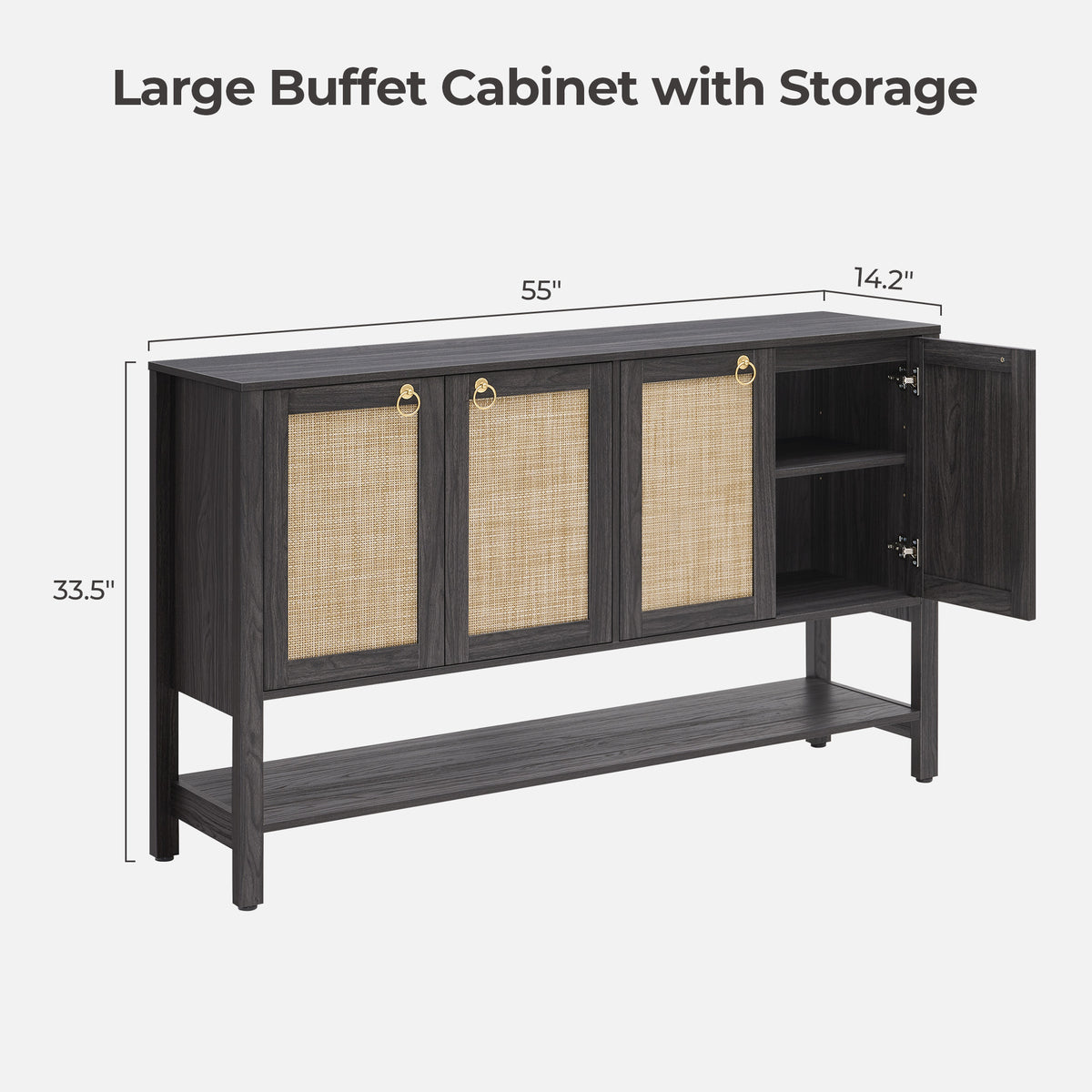 Terra TV Stand, 4 Doors, Obsidian, Set of 2