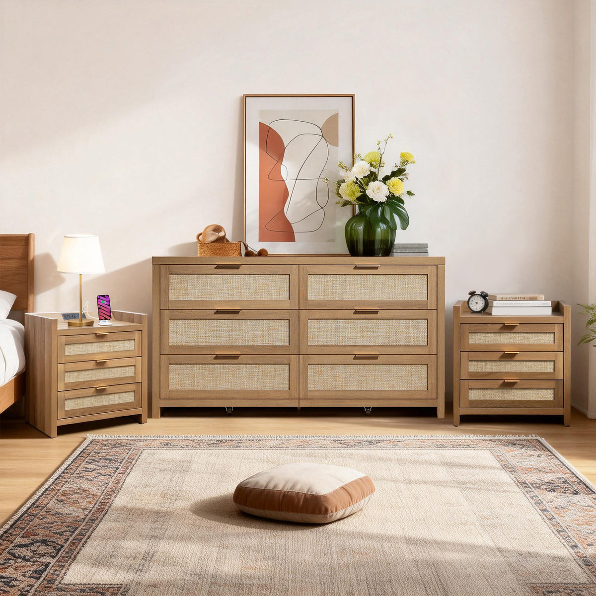 Savanna 6 Drawers Dresser and Nightstands Set