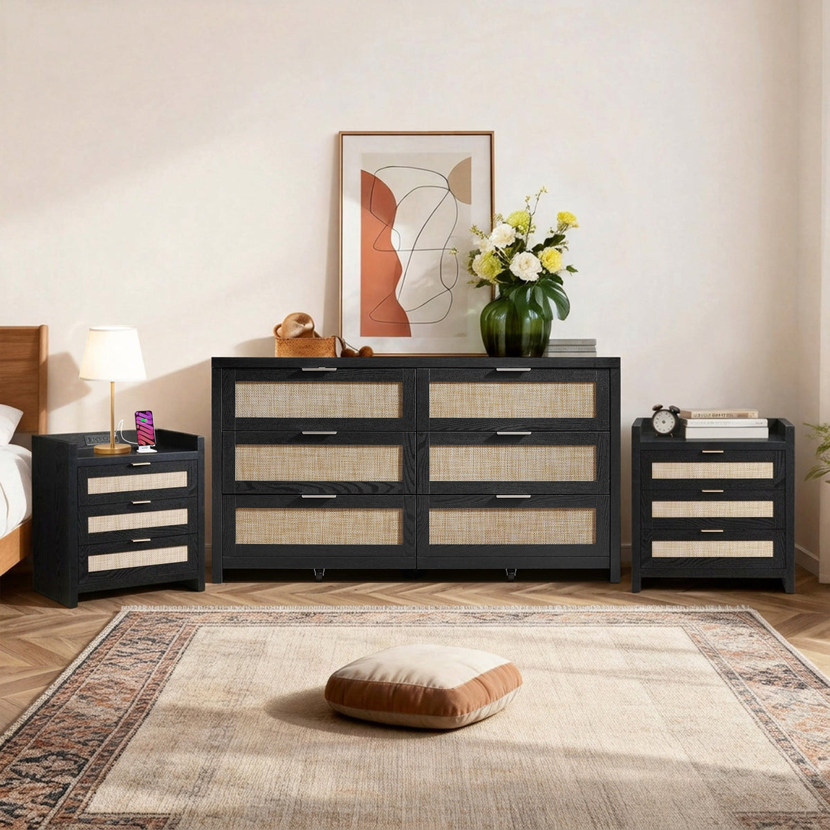 Savanna 6 Drawers Dresser Set, Bedroom Storage