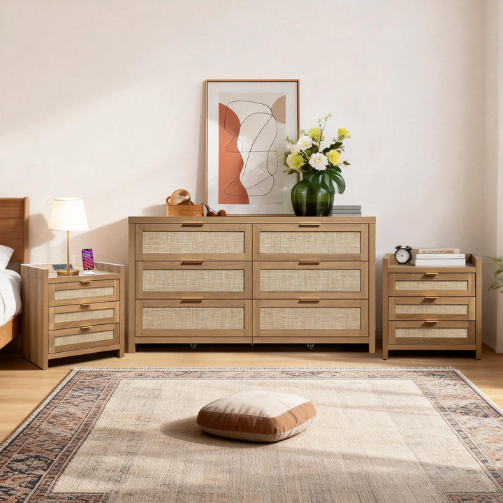 Savanna 6 Drawers Dresser and Nightstands Set