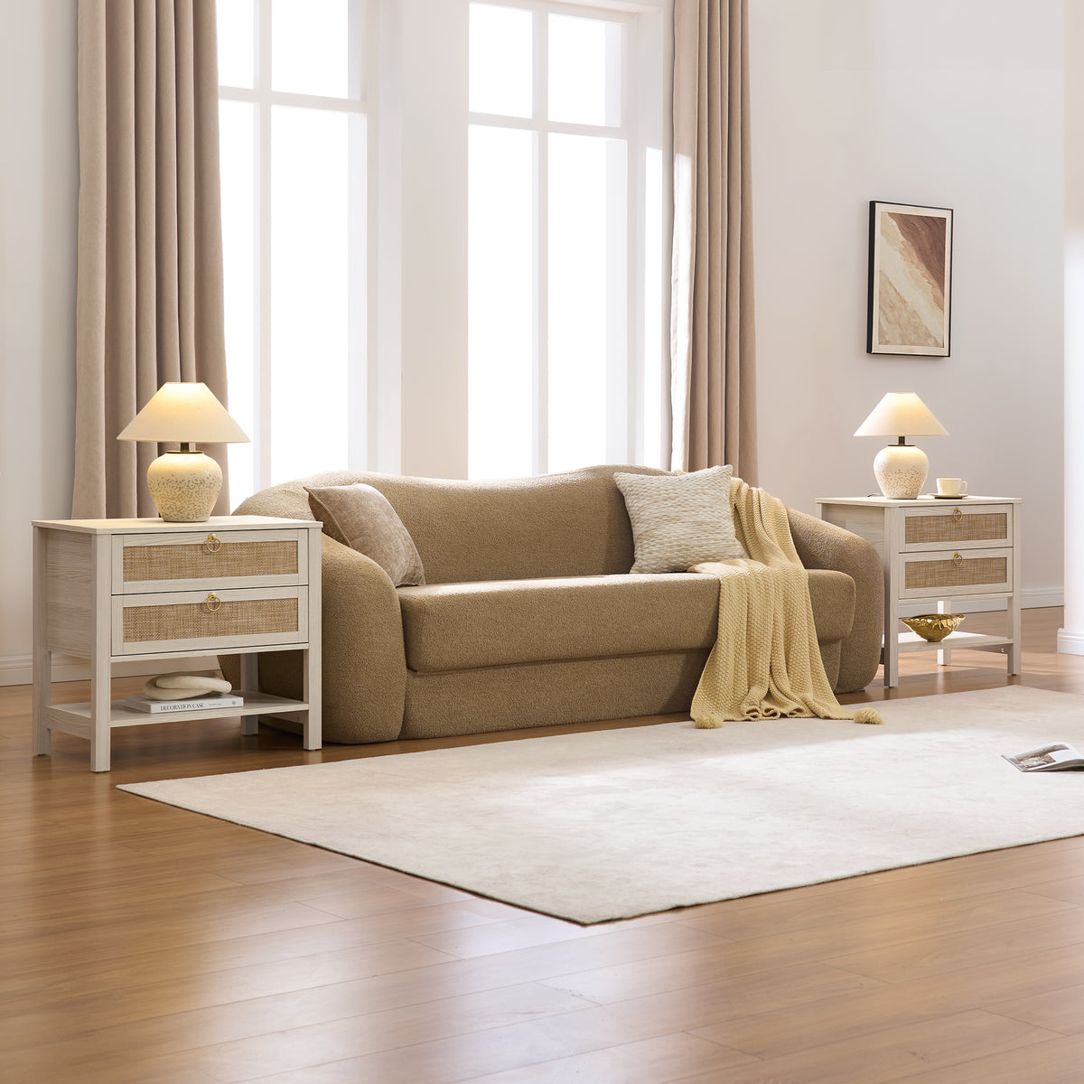 Terra White Nightstand, 25.6Inch Height