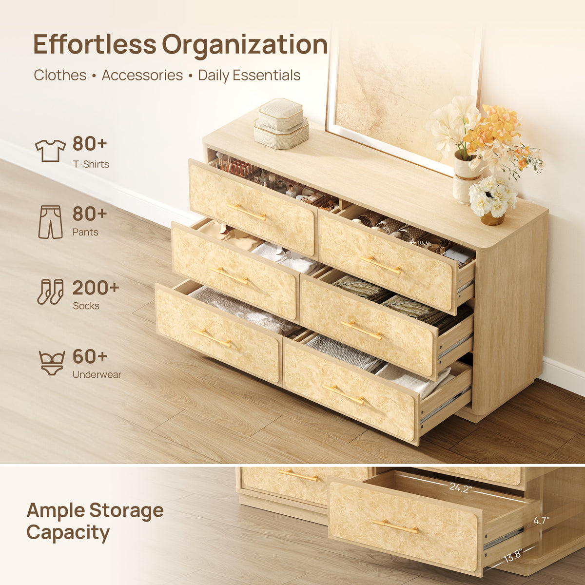 Burluxe Dresser with Drawers and Nightstands Set