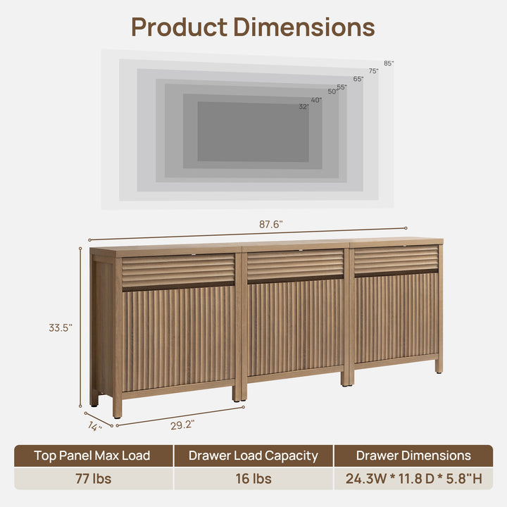 Prelude Sideboard with Drawer, Set of 3