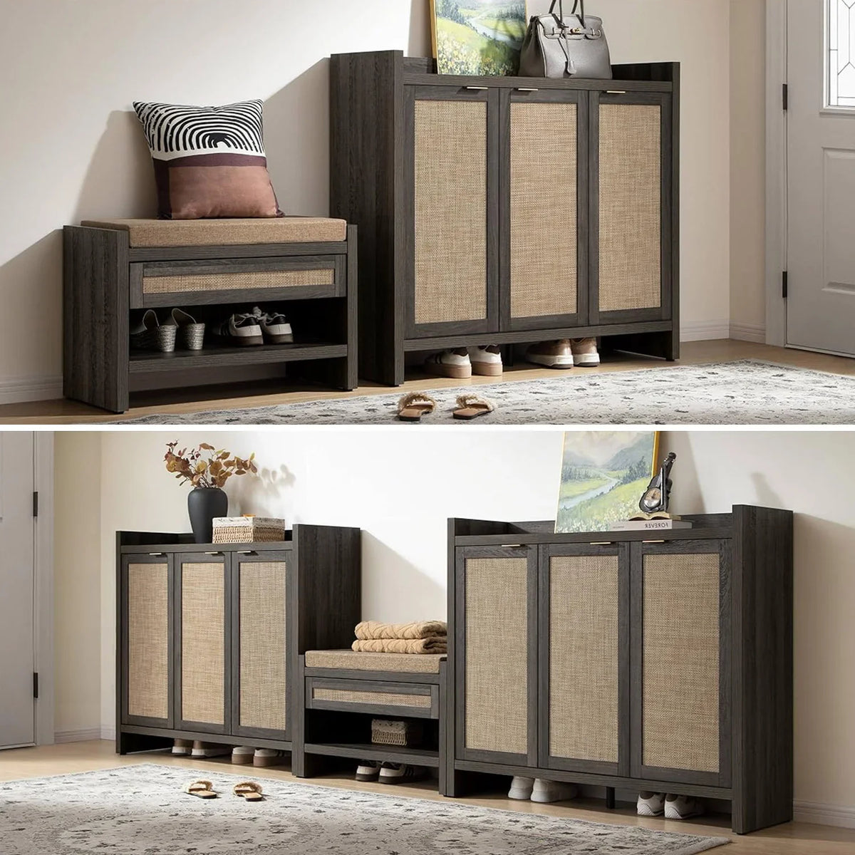 Savanna Black Shoe Cabinet, 30 Pairs Shoes