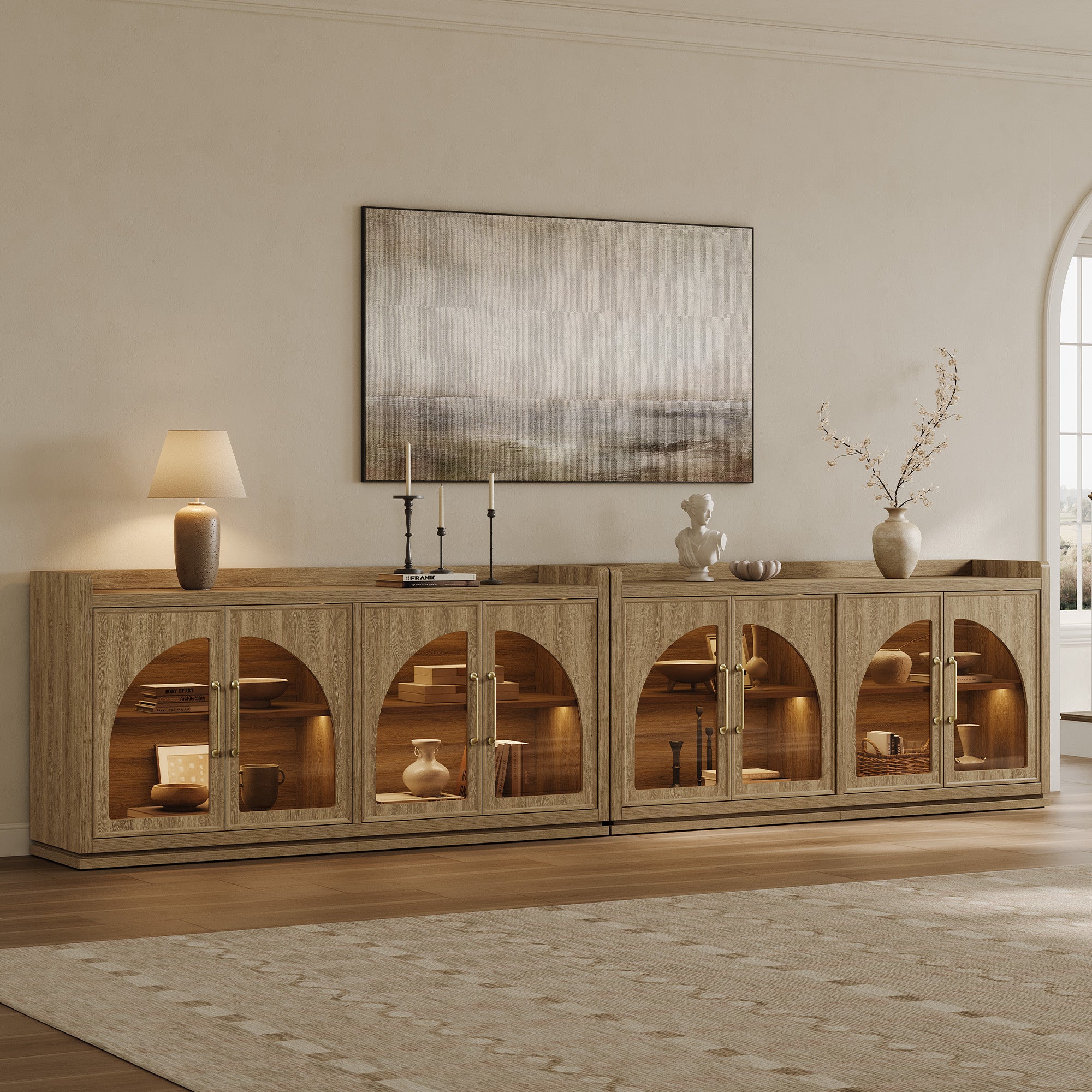 Helio Glass-Door Buffet Cabinet with Lights