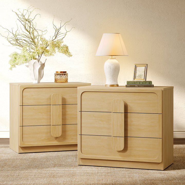 Arcus Nightstand with 3 Drawers, Arched Handles
