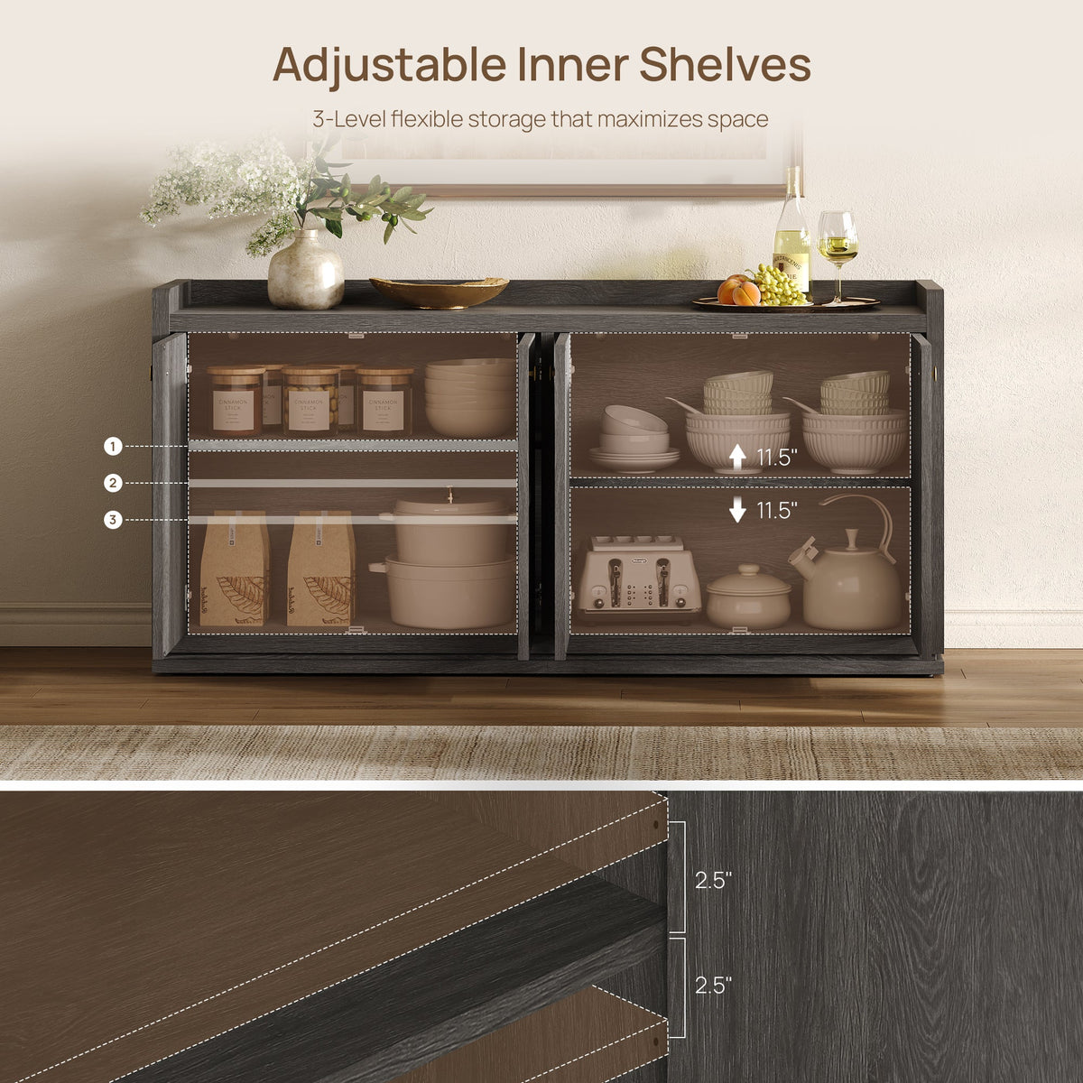 Helio Sideboard Buffet, 4 Doors, Set of 2