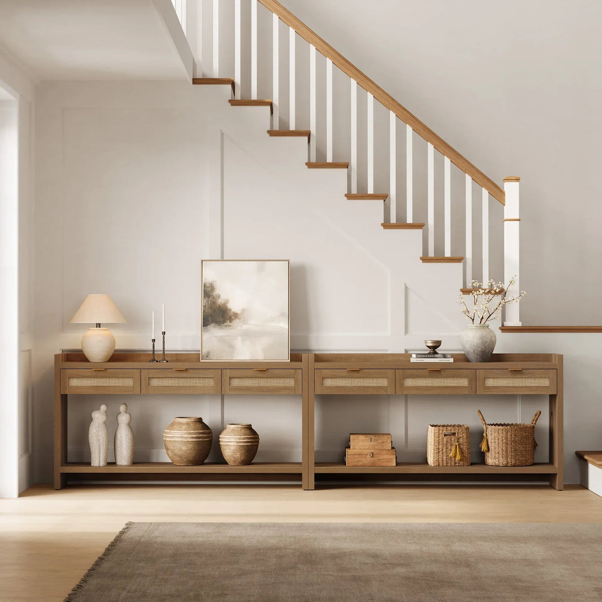 Savanna 60'' Wide Entryway Table with Storage, Boho Design