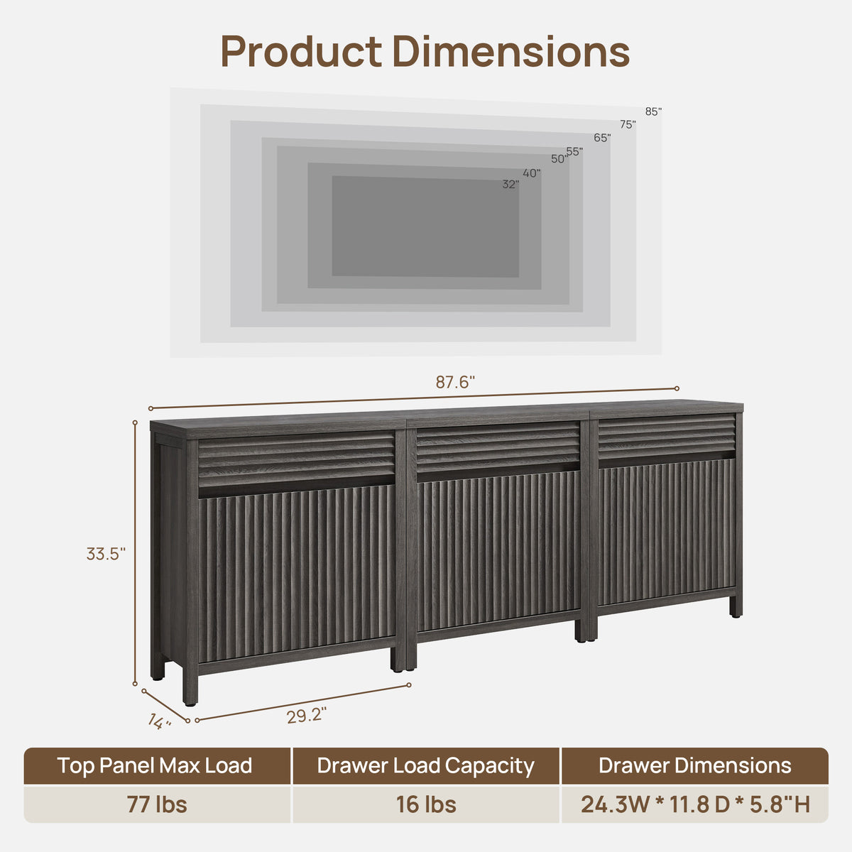 Prelude 2 Doors Sideboard with 1 Drawer, Set of 3