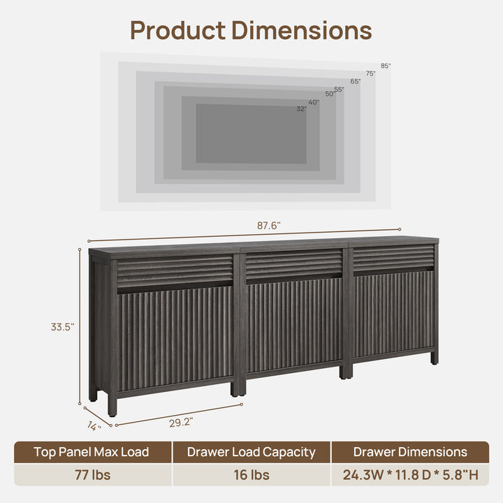 Prelude 2 Doors Sideboard with 1 Drawer, Set of 3