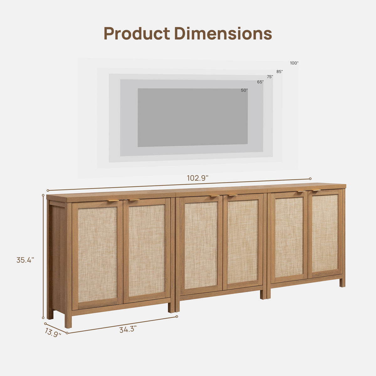 Savanna TV Console with Doors, Set of 3