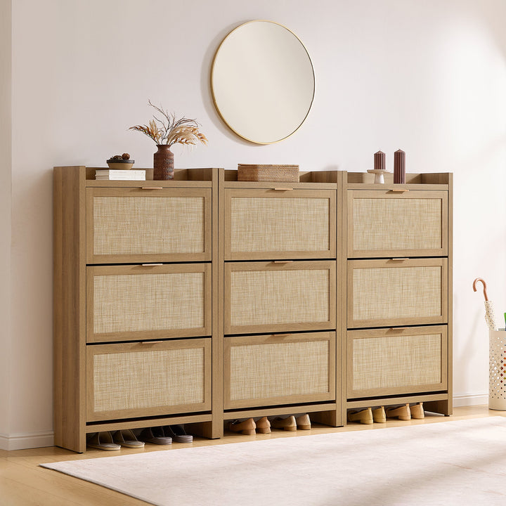 Savanna Flip Door Shoe Cabinet, 30 Pairs Shoes, Set of 3