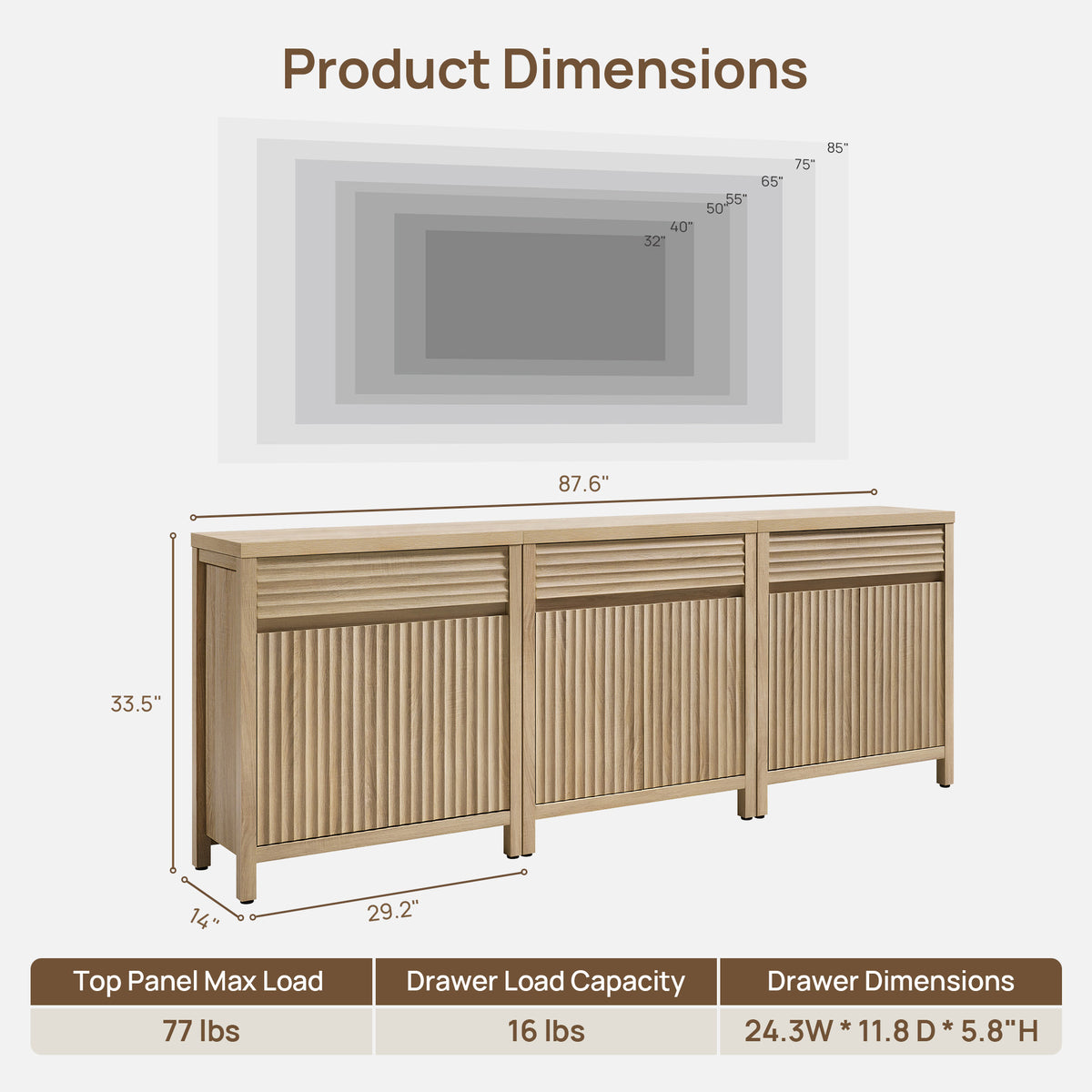 Prelude Buffet Cabinet with Storage, Set of 3