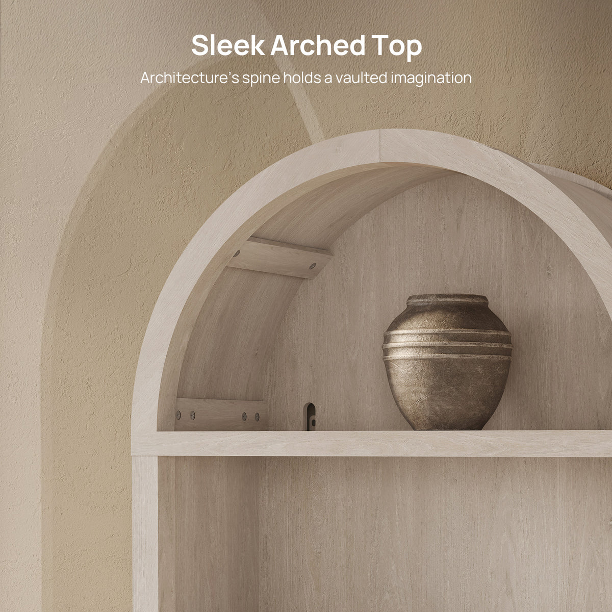 Cas Modern Arched Bookcase, Large Storage