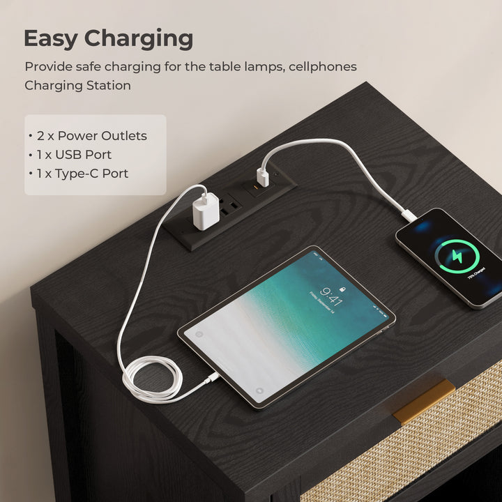 Savanna Nightstand with Charger