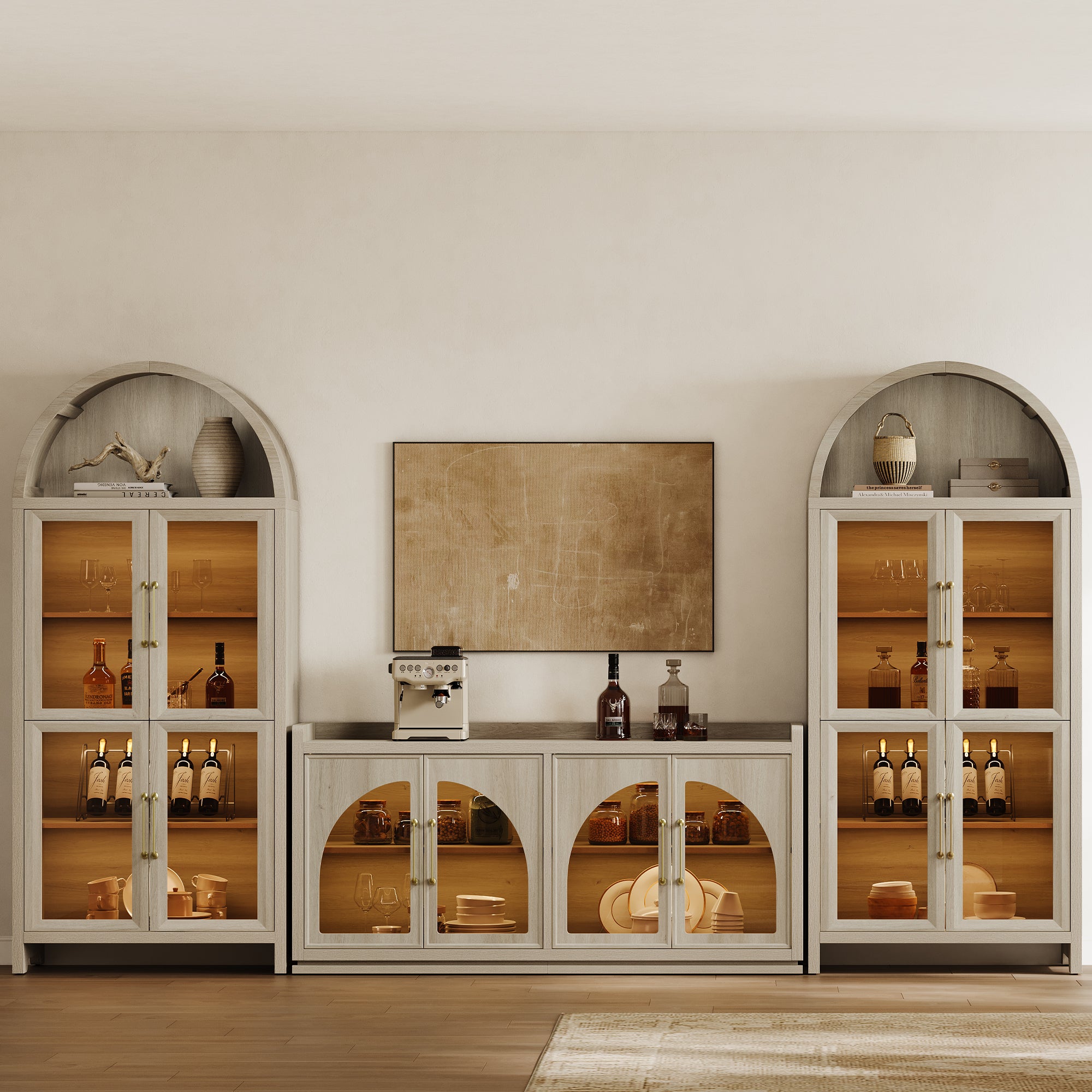 Helio Modern Glass-Door Display Cabinet