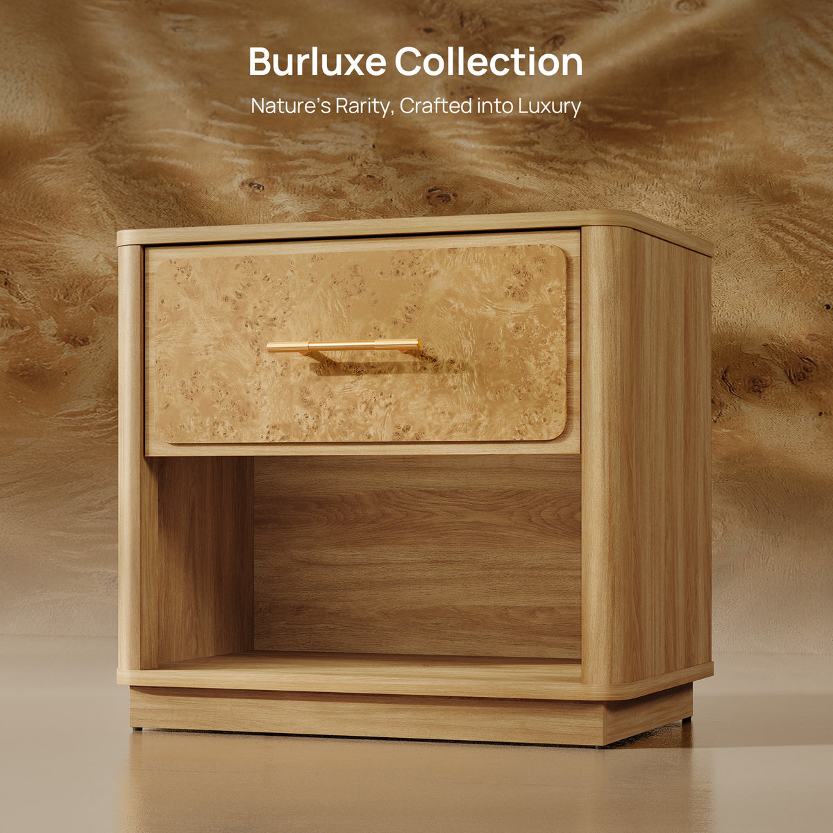 Burluxe Modern Nightstand with 1 Drawer, 24.8'' Wide