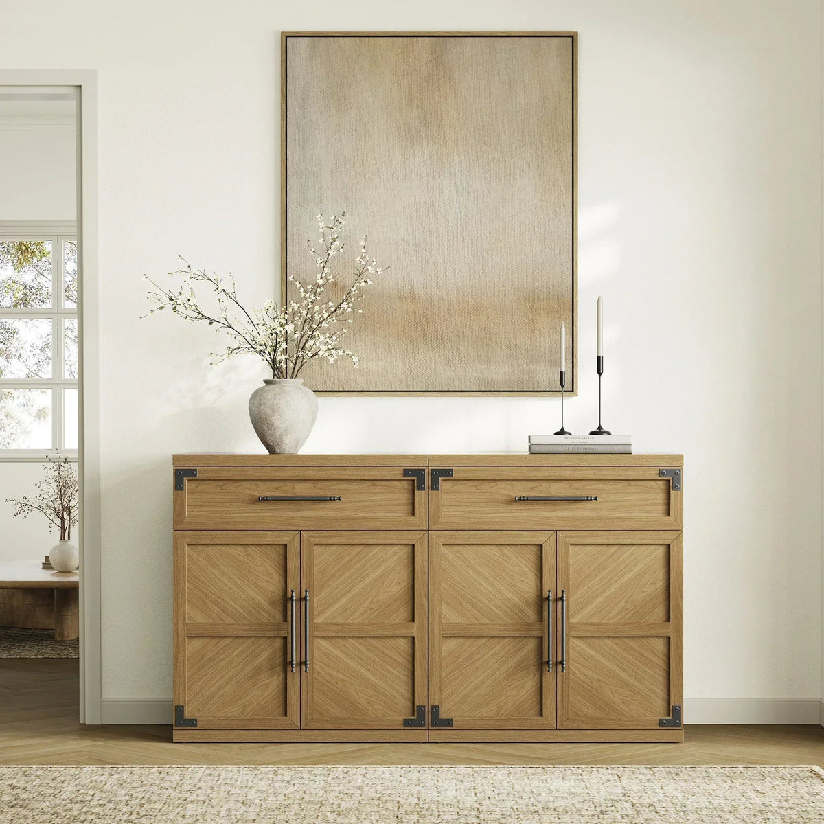 Willow Farmhouse Sideboard with Storage, Set of 2