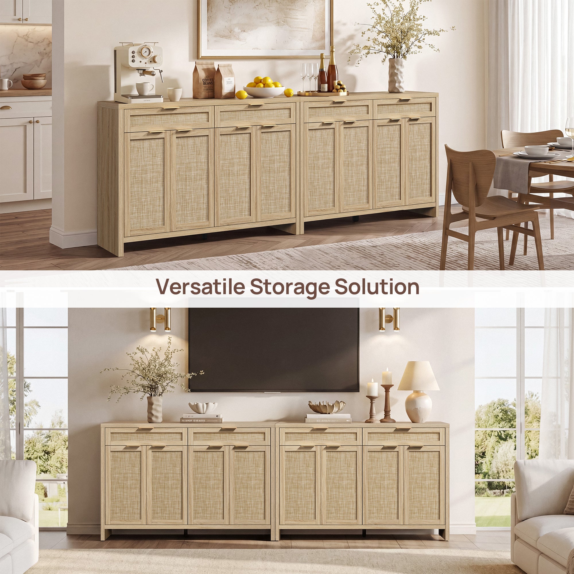 Savanna 59Inch-Wide Buffet Cabinet, Large Storage
