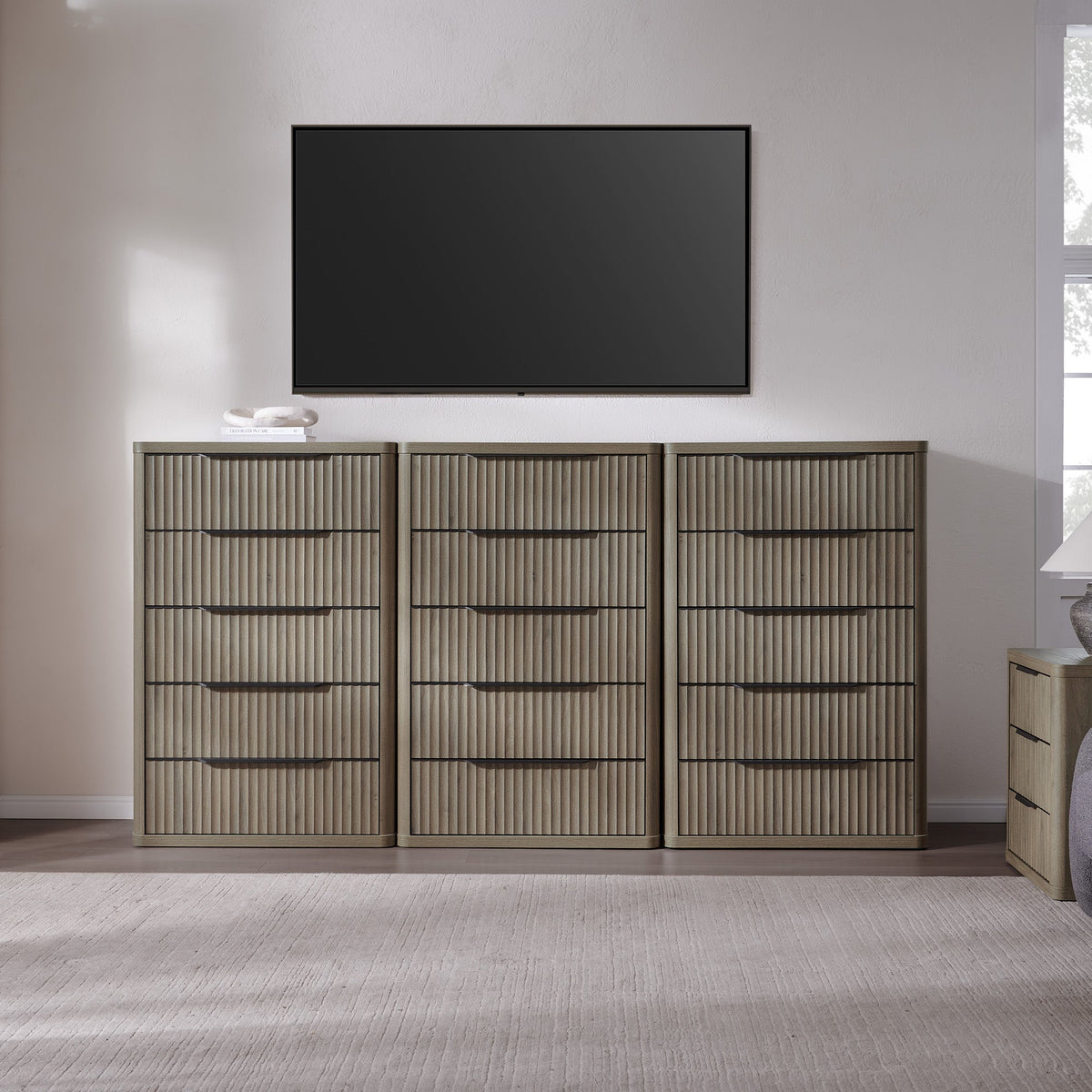 Cas Tall 5 Drawers Dresser, Set of 3