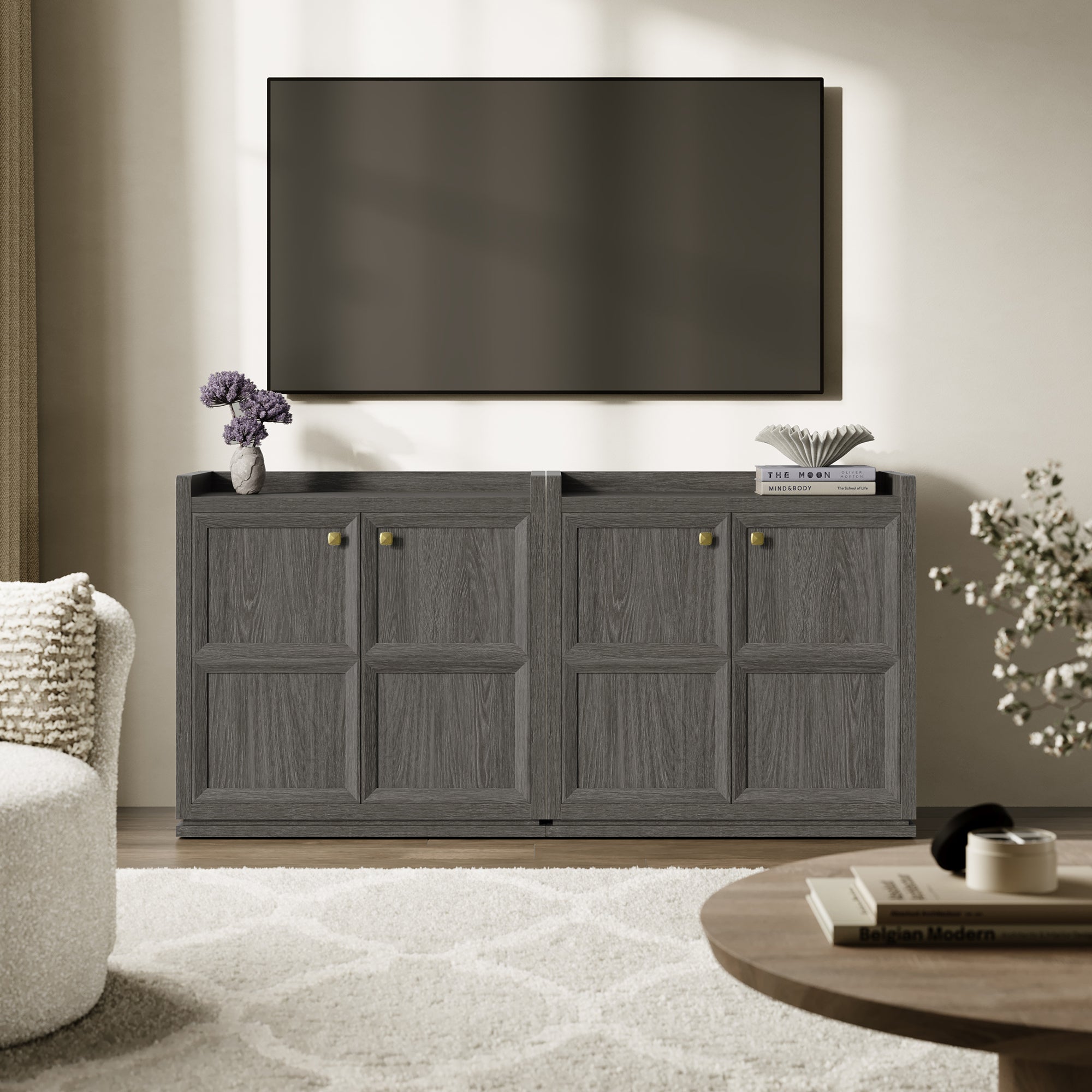 SICOTAS 33.7"W Sideboard Buffet Cabinet Set-WM