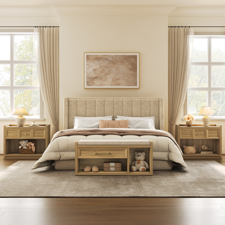 Helio Shoe Bench with Drawer, 40.6-Inch Wide