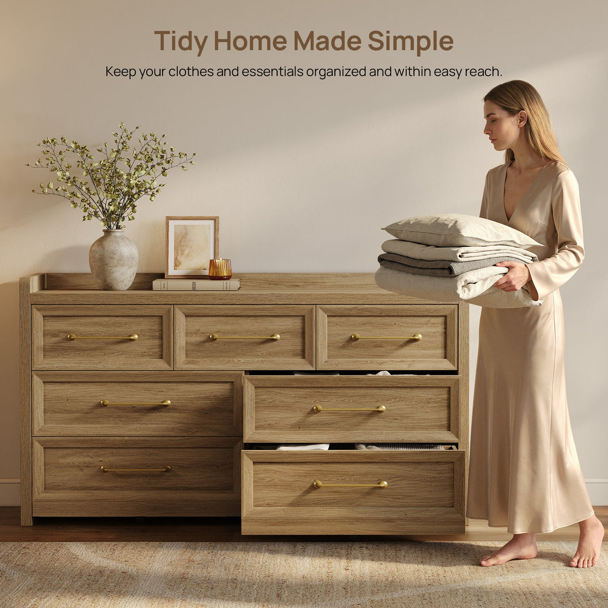 Helio White Drawer Dresser 56.5 Inches Wide,Set of 2