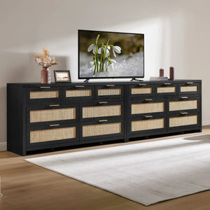 Savanna Dresser with 7 Drawers for Living Room, Set of 2