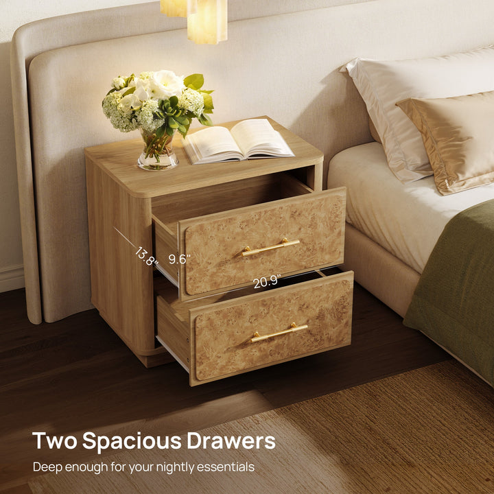 Burluxe 2 Drawers Nightstand, Set of 2