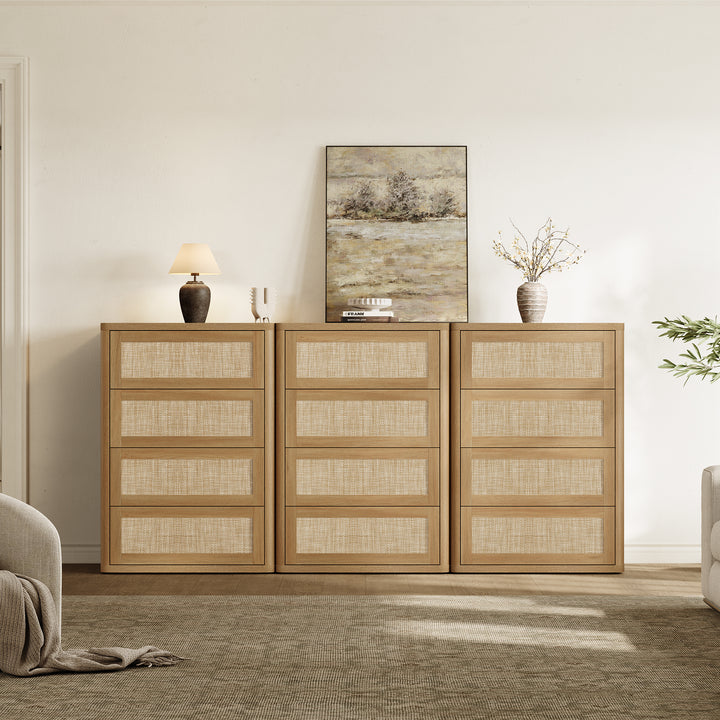 Zura Rattan 4-Drawer Dresser, Bedroom Storage