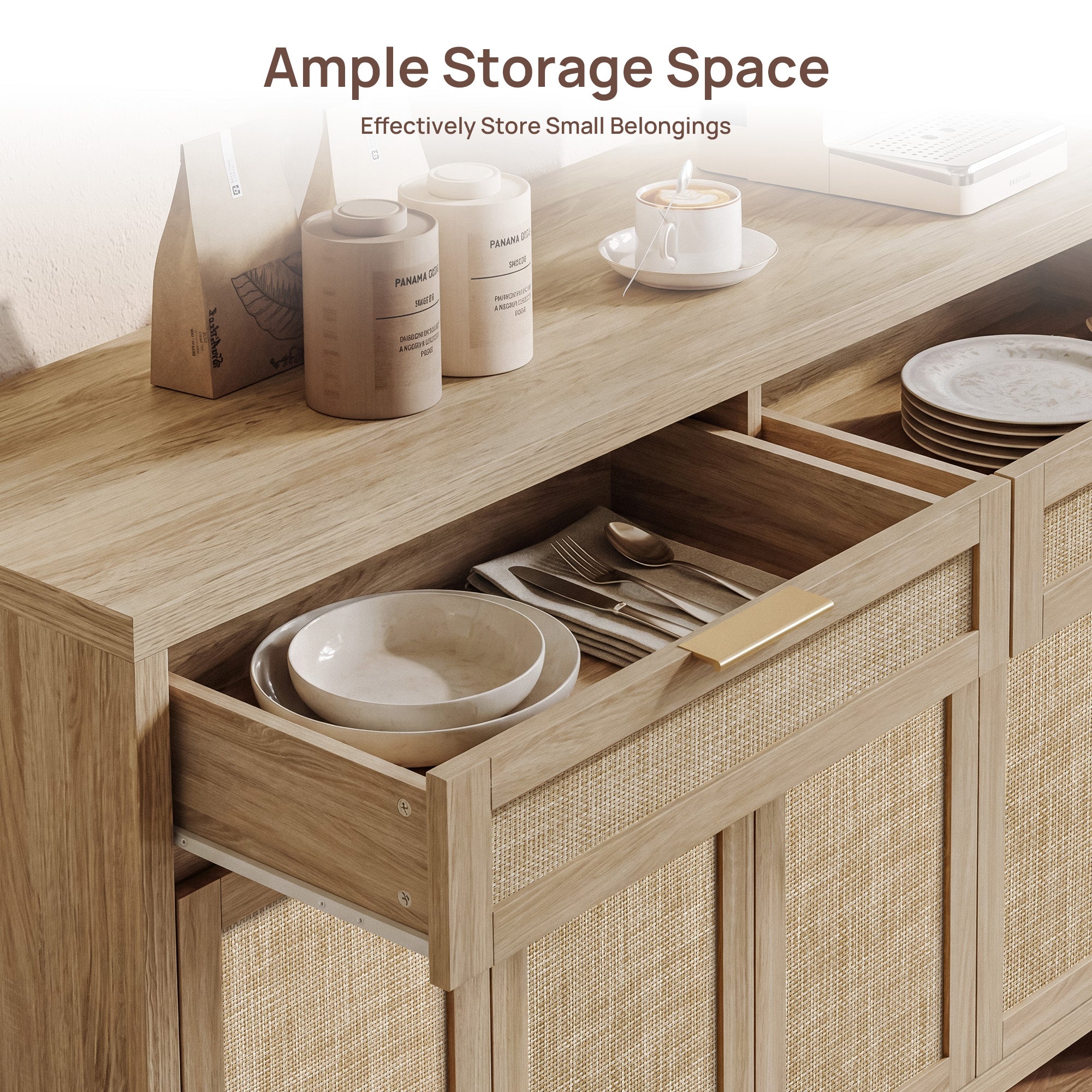 Savanna 59Inch-Wide Buffet Cabinet, Large Storage