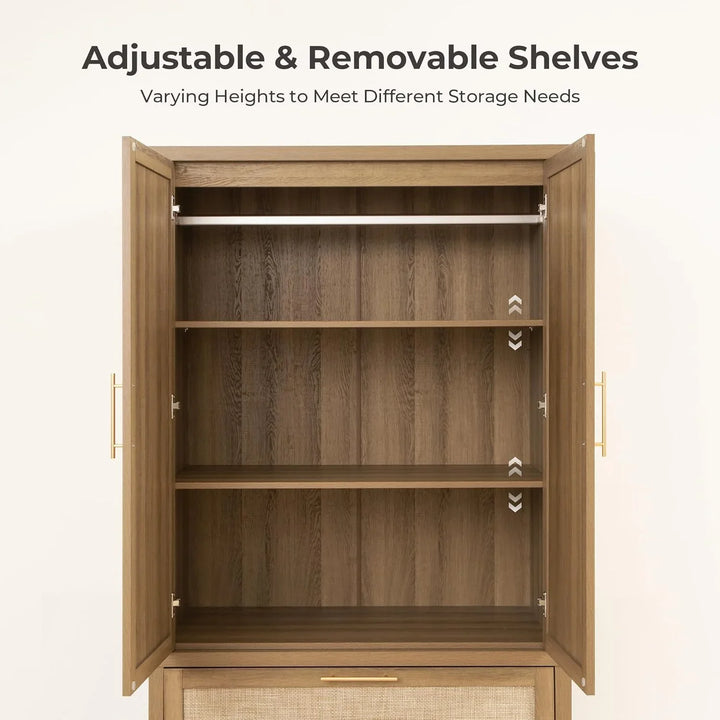 Savanna Wardrobes Closet, Dresser and Nightstand with Charging Set