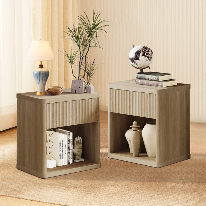 Cas Night Stand with Storage, 24.1 Inch Tall