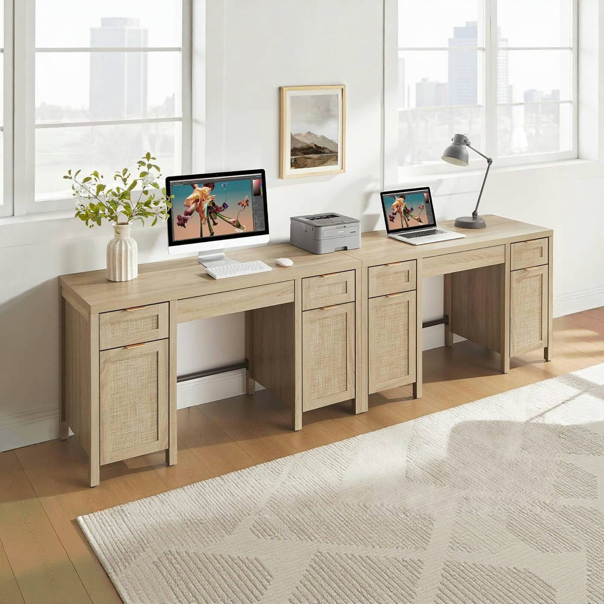 Savanna Makeup Desk with Drawers, Set of 2