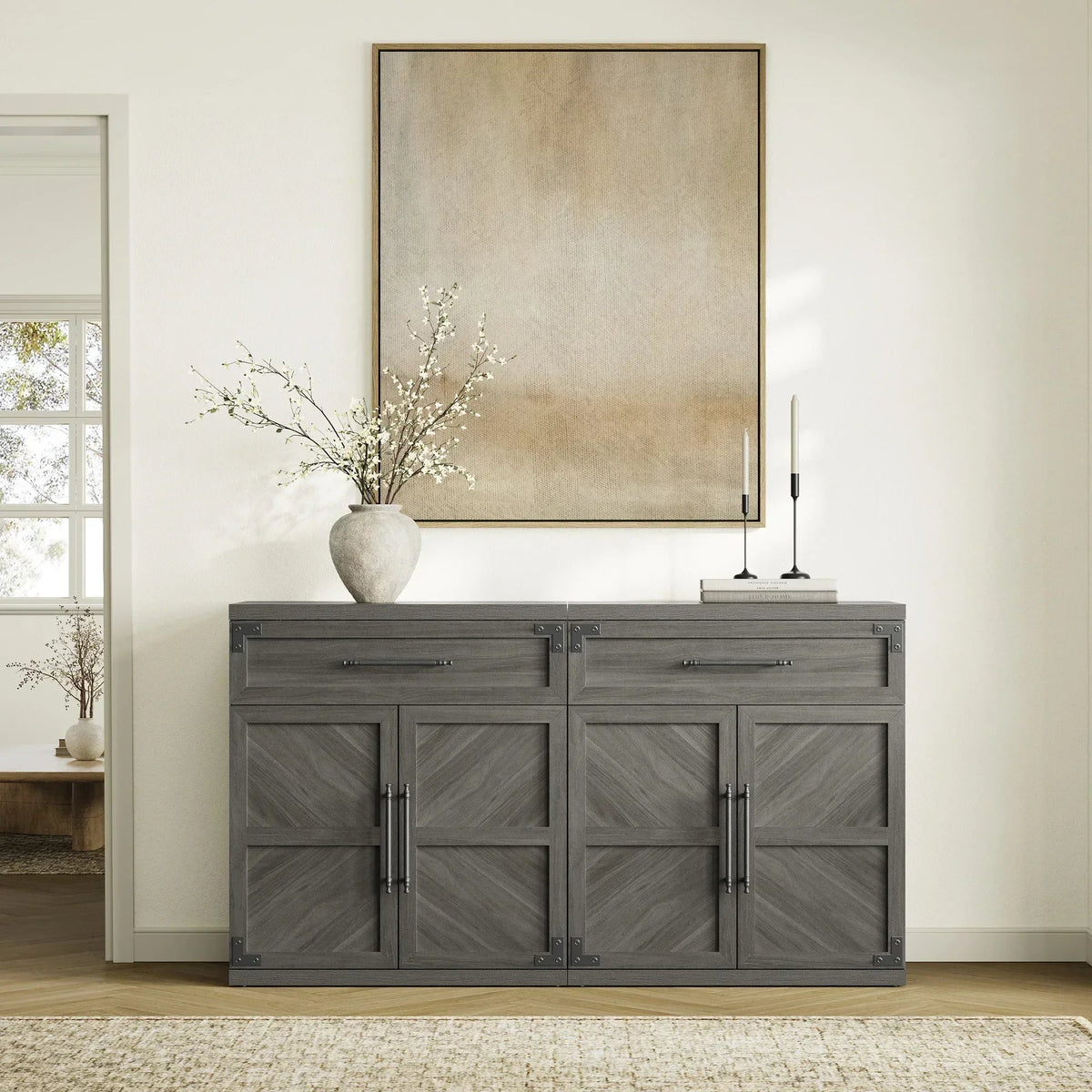Willow Sideboard with 1 Drawer and 2 Doors, Set of 2