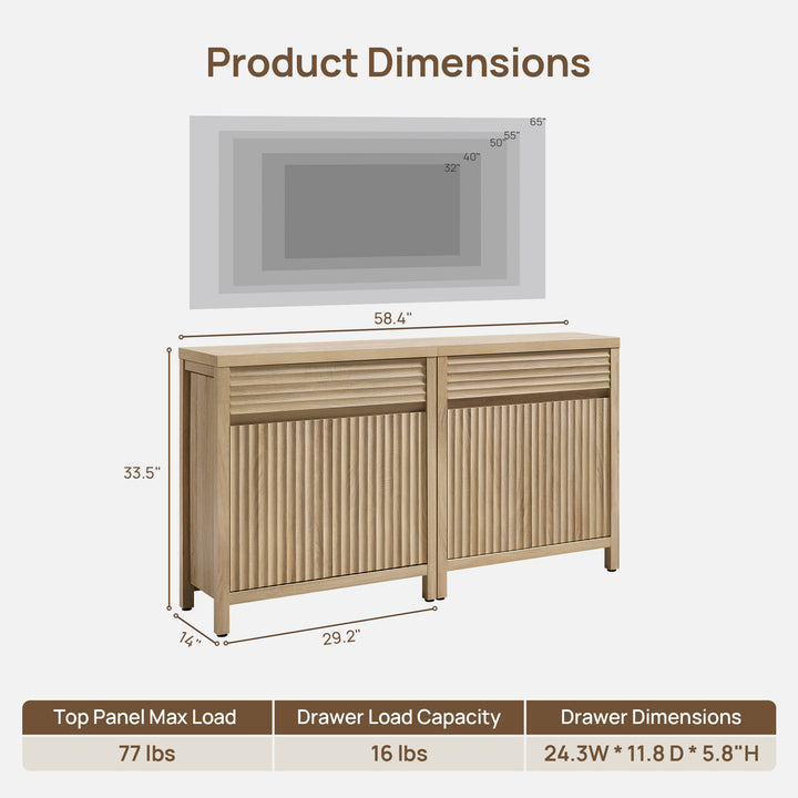 Prelude TV Stand with Storage for 85'' TVs, Set of 2