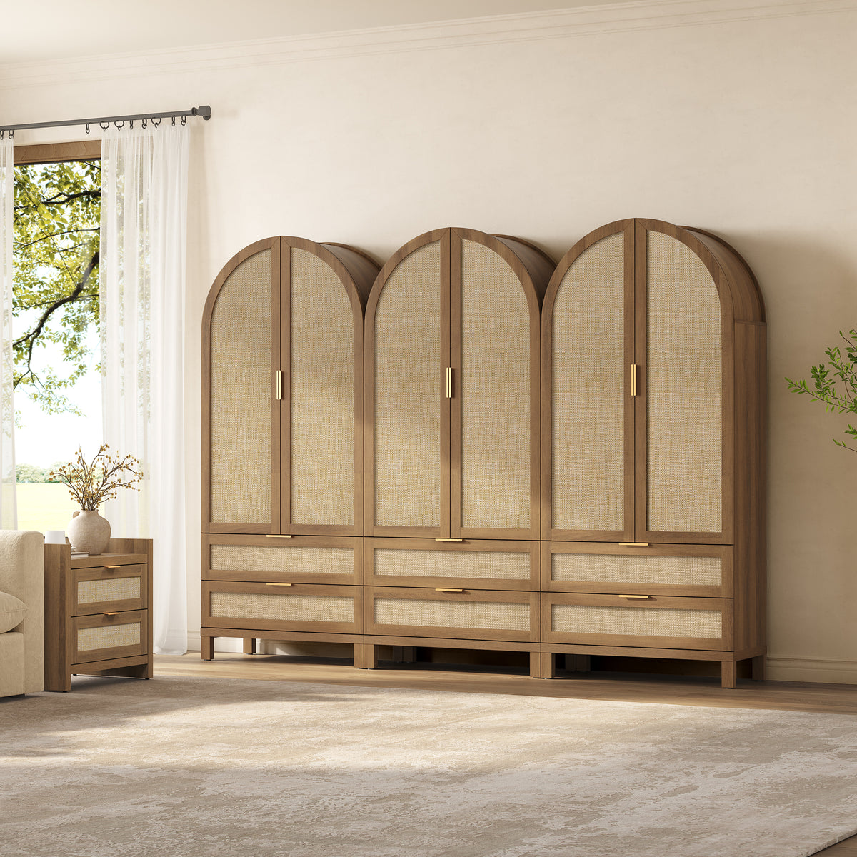 Savanna Arched Pantry Cabinet with Storage, 71Inch Tall