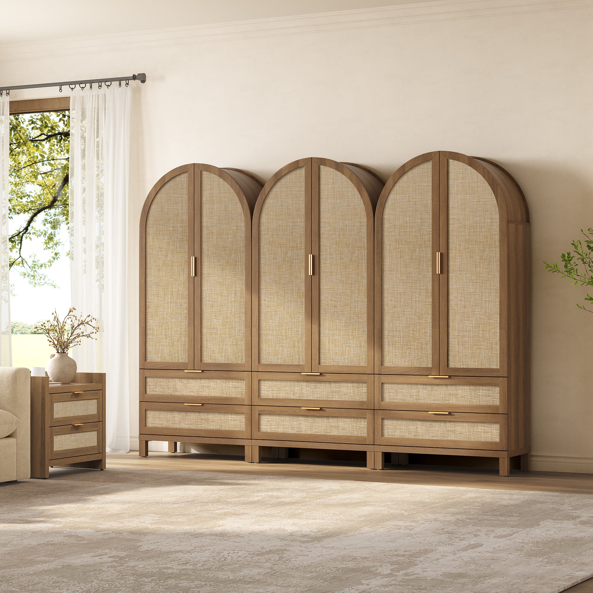 Savanna Arched Buffet Cabinet with Storage, 71Inch Tall