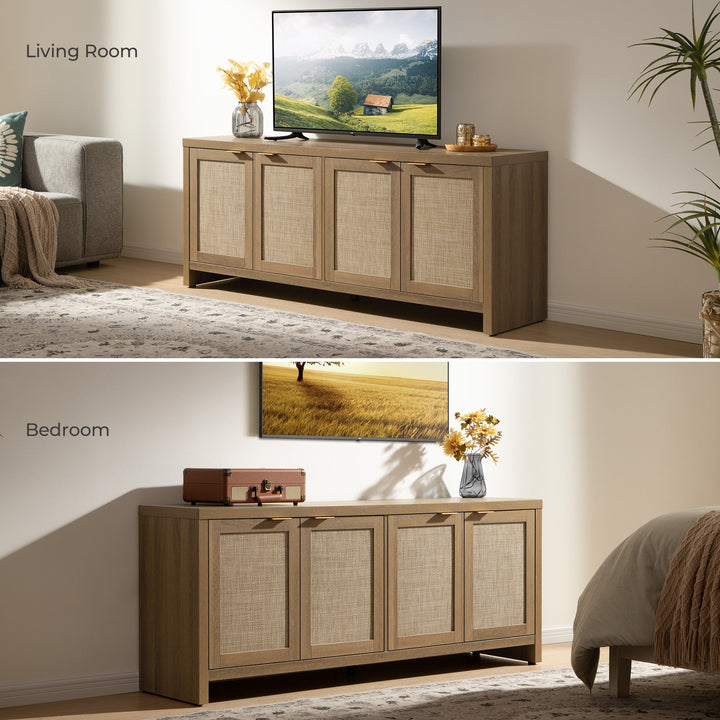 Savanna TV Stand, 4 Doors - 1 Piece - Reclaimed Caramel Oak