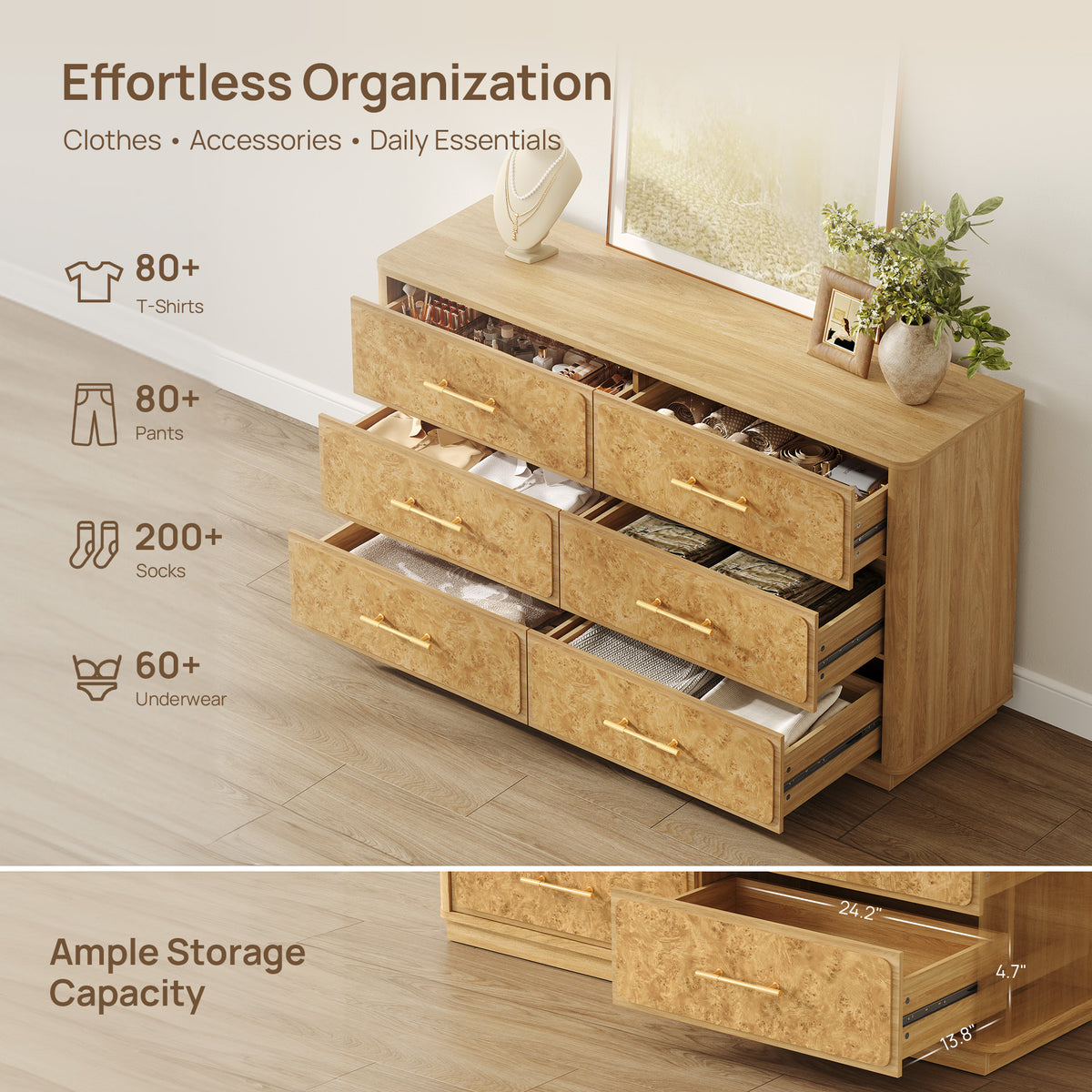 Burluxe 6 Drawers Dresser and Nightstands Set