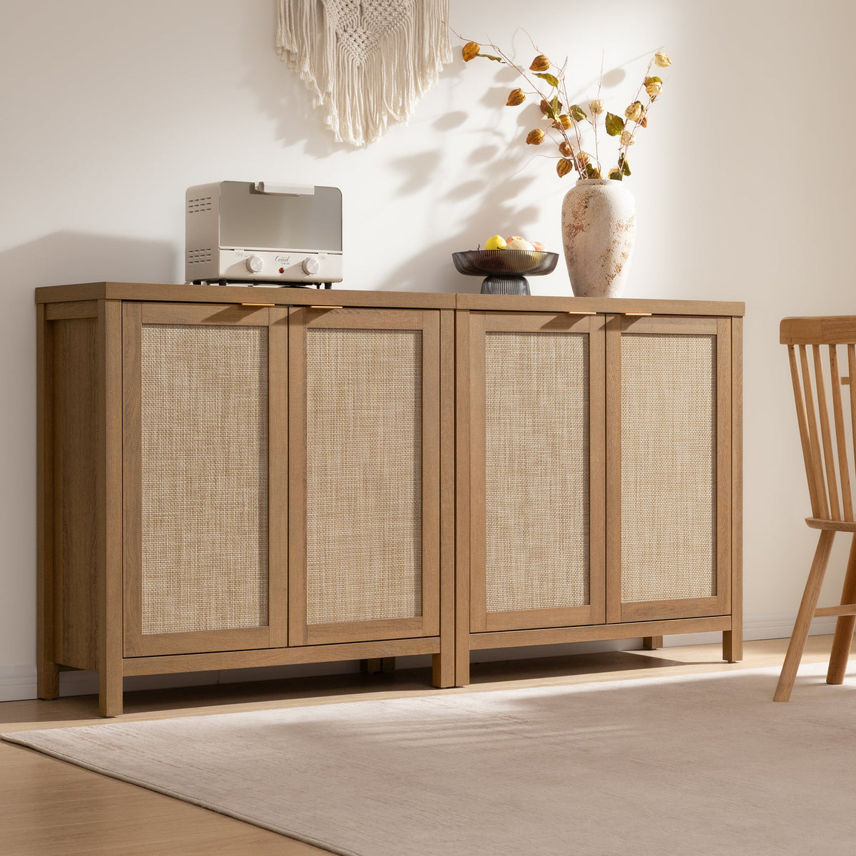 Savanna TV Console with Doors - 3 Pieces - Reclaimed Caramel Oak