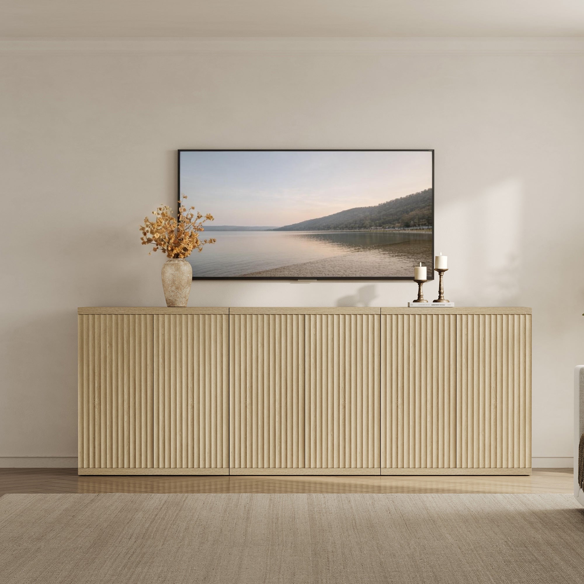Stria Sideboard with 2 Doors, Fluted Style