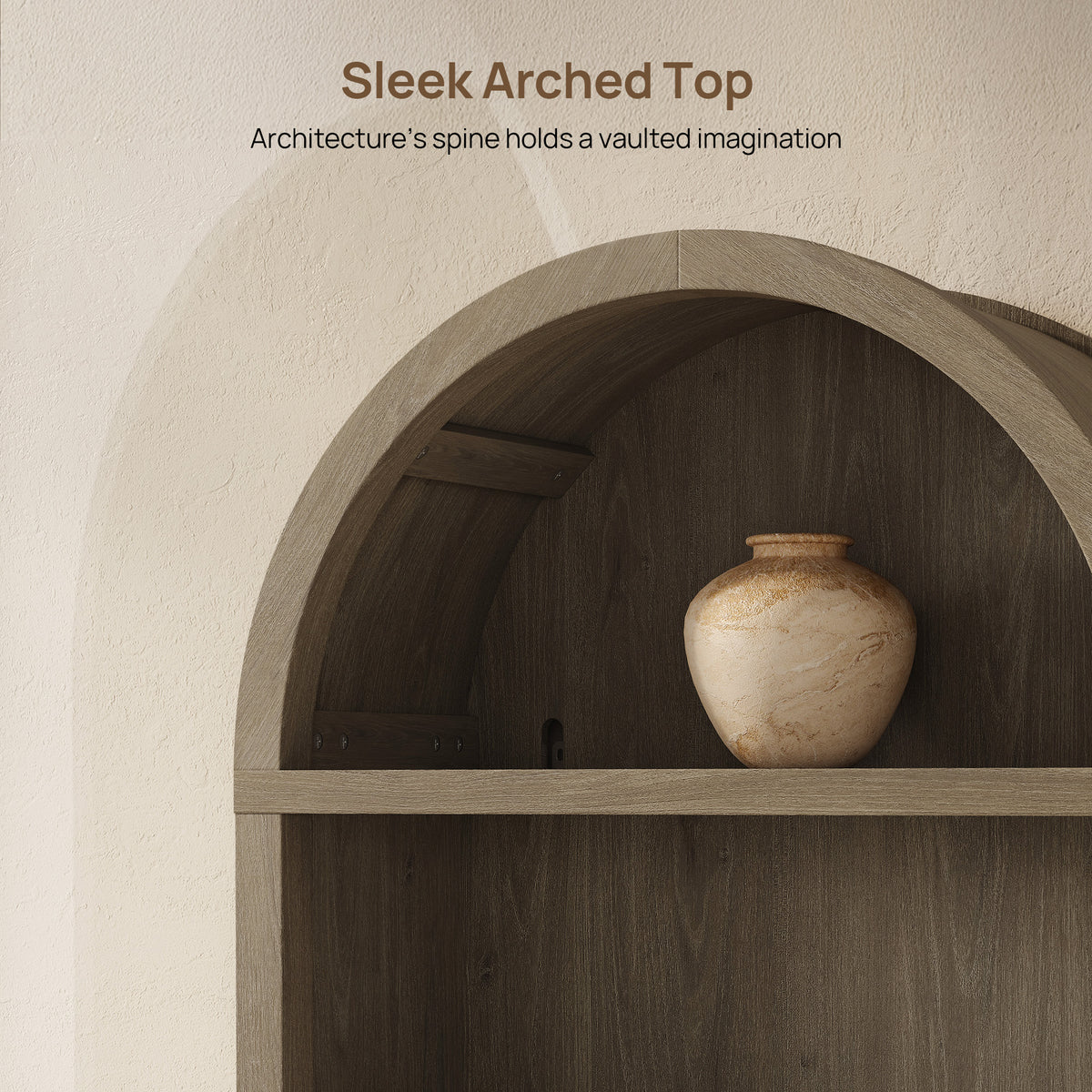Cas Fluted 2-Door Bookcase, Arched Top