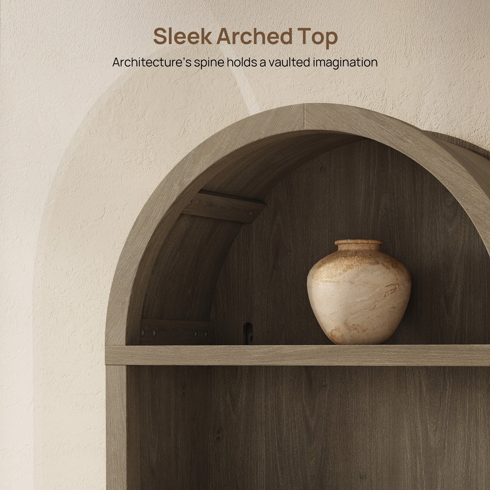 Cas Fluted 2-Door Bookcase, Arched Top