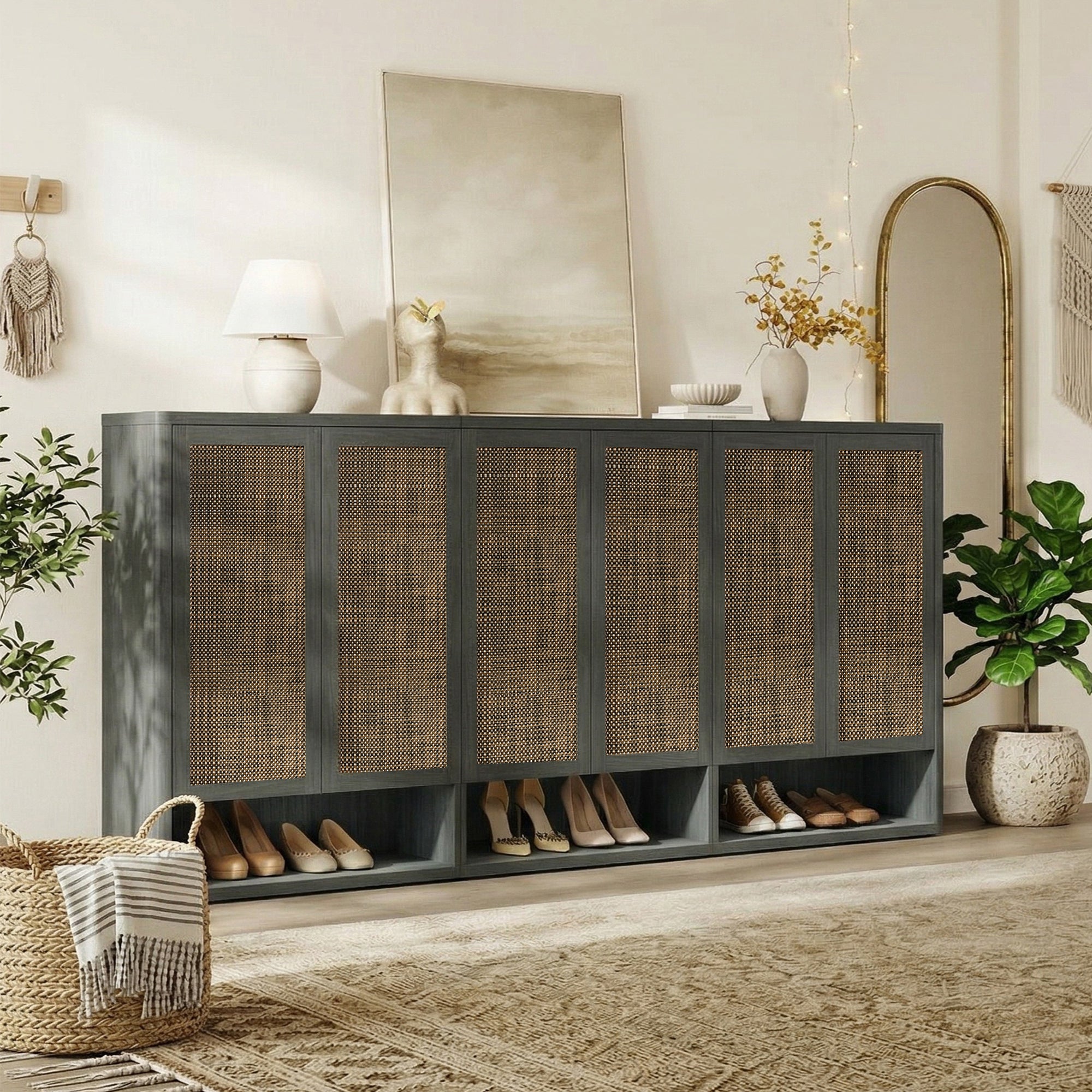 Zura Modular Shoe Cabinet with 6 Doors, 70 Pairs