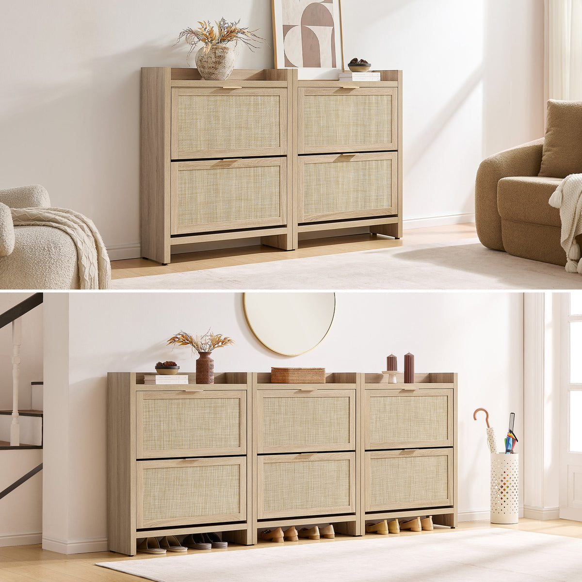 Savanna Shoe Cabinet with 2 Flip Drawers, Set of 2
