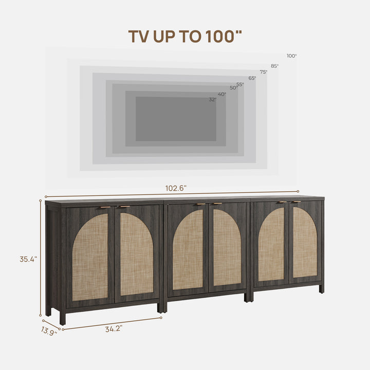 Savanna Buffet Cabinet, 2 Arched Doors, Set of 3