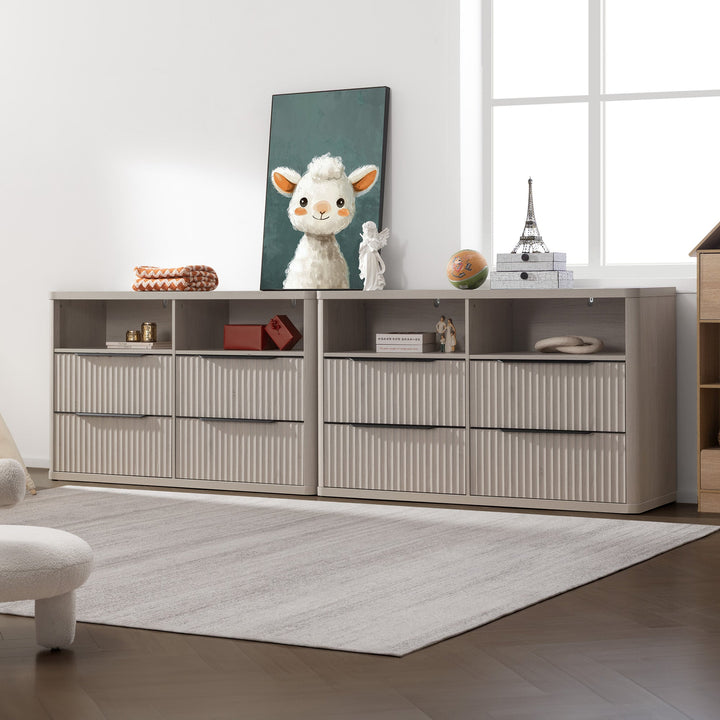 Cas 4 Drawer dresser with Open Shelf, Set of 2